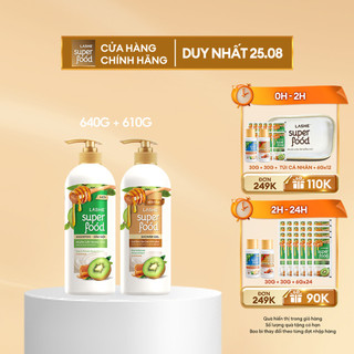Combo Dầu gội LASHE SUPERFOOD ngăn gãy rụng tóc 640G + Sữa tắm dưỡng ẩm chuyên sâu 610G