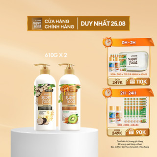 Combo sữa tắm lashe superfood dưỡng da tươi trẻ 610g + sữa tắm lashe superfood dưỡng ẩm chuyên sâu 610g