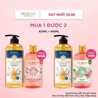 [MUA 1 TẶNG 1] Dầu Gội Serum Purite Giảm Gãy Rụng 620ML Tặng Sữa Tắm Purite 500ML