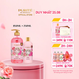Combo sữa tắm purité hoa hồng 850ml + sữa dưỡng thể purité hoa hồng 250ml