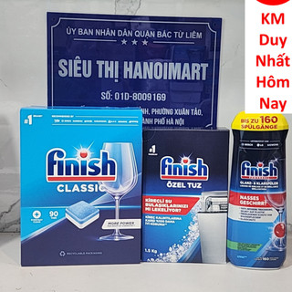 Combo 110 viên rửa bát Finish + nước làm bóng bát finish 800ml + 1.5kg muối rửa bát Finish máy rửa bát chén chính hãng