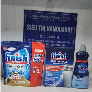 Viên rửa bát Finish 150 viên + Muối rửa bát finish 1.2kg + nước làm bóng finish 400ml cho máy rửa bát