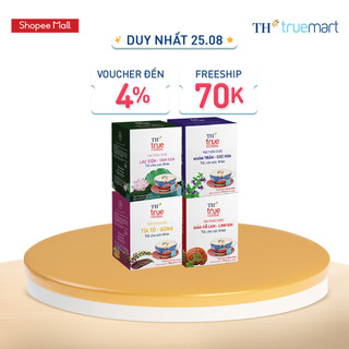 Bộ 4 hộp trà giảo cổ lam – linh chi, nhân trần – cúc hoa, lạc tiên – tâm sen & tía tô – gừng th true herbal