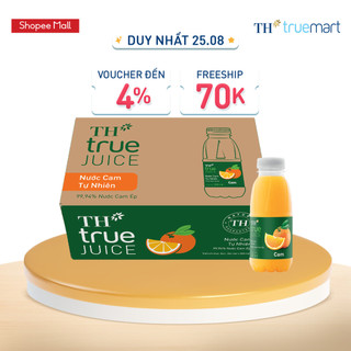 Thùng 24 chai nước trái cây TH true JUICE cam tự nhiên 350 ml (350 ml x 24)