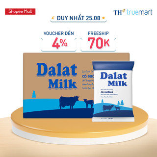 Thùng 48 bịch sữa tươi tiệt trùng Dalatmilk có đường 220 ml (220 ml x 48)