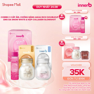Combo 3 thực phẩm bảo vệ sức khỏe InnerB Aqua Rich Doubleup + InnerB Snow White & hộp 6 chai Collagen InnerB Glowshot