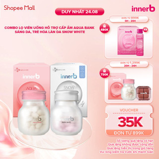 Bộ đôi thực phẩm bảo vệ sức khỏe InnerB Aqua Bank (giữ ẩm cho da) 56 viên và InnerB Snow White 56 viên