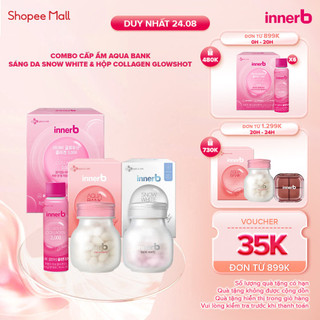 Combo 3 thực phẩm bảo vệ sức khỏe InnerB Aqua Bank + InnerB Snow White & Hộp 6 chai nước uống Collagen InnerB Glowshot