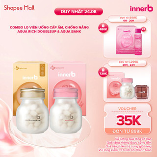 Bộ đôi thực phẩm bảo vệ sức khỏe giữ ẩm da sáng mịn InnerB Aqua Rich Doubleup và InnerB Aqua Bank