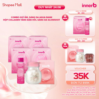 Combo giữ ẩm, sáng da InnerB Aqua Bank lọ 56 viên & Nước uống Collagen (4 hộp x 6 chai)