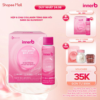 Hộp 6 chai nước uống Collagen Vitamin C sáng da InnerB Glowshot (50mlx6)