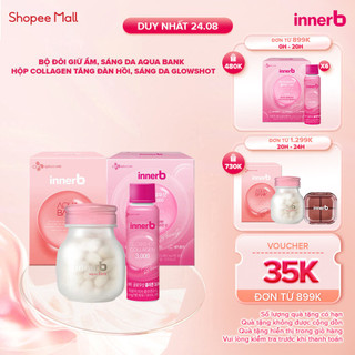 Bộ đôi giữ ẩm, sáng da InnerBAquaBank lọ 56 viên & hộp 6 chai nước uống Collagen Glowshot