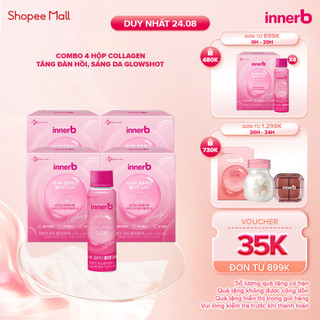 Combo 4 hộp nước uống Collagen Vitamin C sáng da Innerb Glowshot (50mlx6)