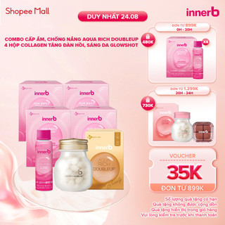 Combo giữ ẩm da sáng mịn InnerB Aqua Rich DoubleUp & 4 hộp Collagen InnerB Glowshot