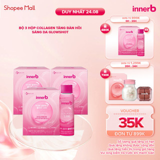 Bộ 3 hộp nước uống Collagen Vitamin C sáng da InnerB Glowshot (50mlx6)