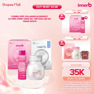 Combo hộp 6 chai nước uống Collagen Vitamin C sáng da InnerB Glowshot & thực phẩm bảo vệ sức khỏe InnerB Snow White
