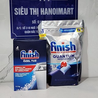 Combo 720 Viên rửa bát finish quantum 14 in 1 + Muối rửa bát finish 1.5kg - Hanoimart