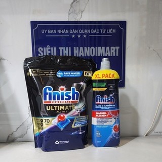 Combo 60 Viên rửa bát Finish quantum Ultimate + 800ml Nước làm bóng Finish - Hanoimart