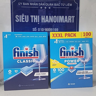 Viên rửa bát finish All in one 100 Viên, Combo 90 viên finish all in 1 và muối finish 1.5kg làm mềm nước cho máy