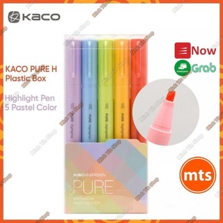 Bộ 05 bút Highlight Plastic KACO Green Macron Highlighter K1045 Pastel đánh dấu mẫu mới chính hãng - Minh Tín Shop