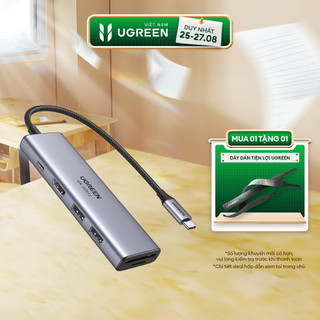 Bộ chuyển đổi type c ugreen 60384 chuyển sang hdmi + usb 3.0*2 + sd/tf + pd hàng phân phối chính hãng