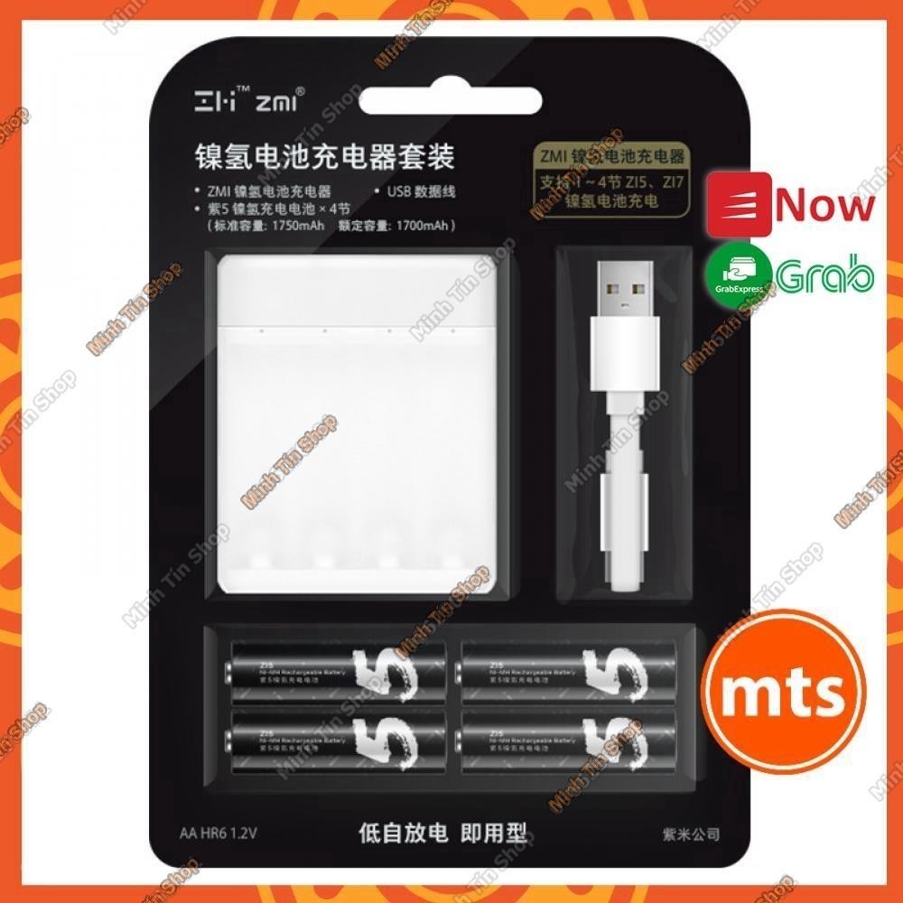 COMBO Bộ sạc pin AA/AAA Youpin ZMI PB411 kèm Pin sạc AA 𝗫𝗶𝗮𝗼𝗺𝗶 Zi5 Zi7 Chính hãng - Minh Tín Shop