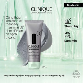 Mặt nạ than đen kết hợp tẩy tế bào chết 2 trong 1 Clinique All About Clean Charcoal Mask + Scrub 100ml