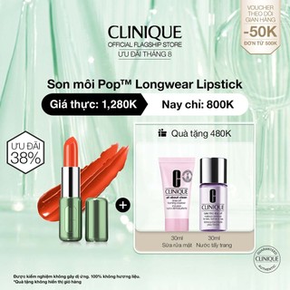 Son môi Clinique Pop™ Longwear Lipstick - Satin, Lì, và Bóng I Bền màu, Sắc nét, Không hương liệu