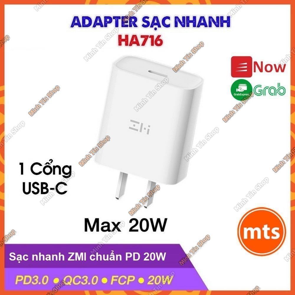 Củ sạc nhanh ZMI HA716 PD 20W Cổng USB-C có MFi   -Minh Tín Shop