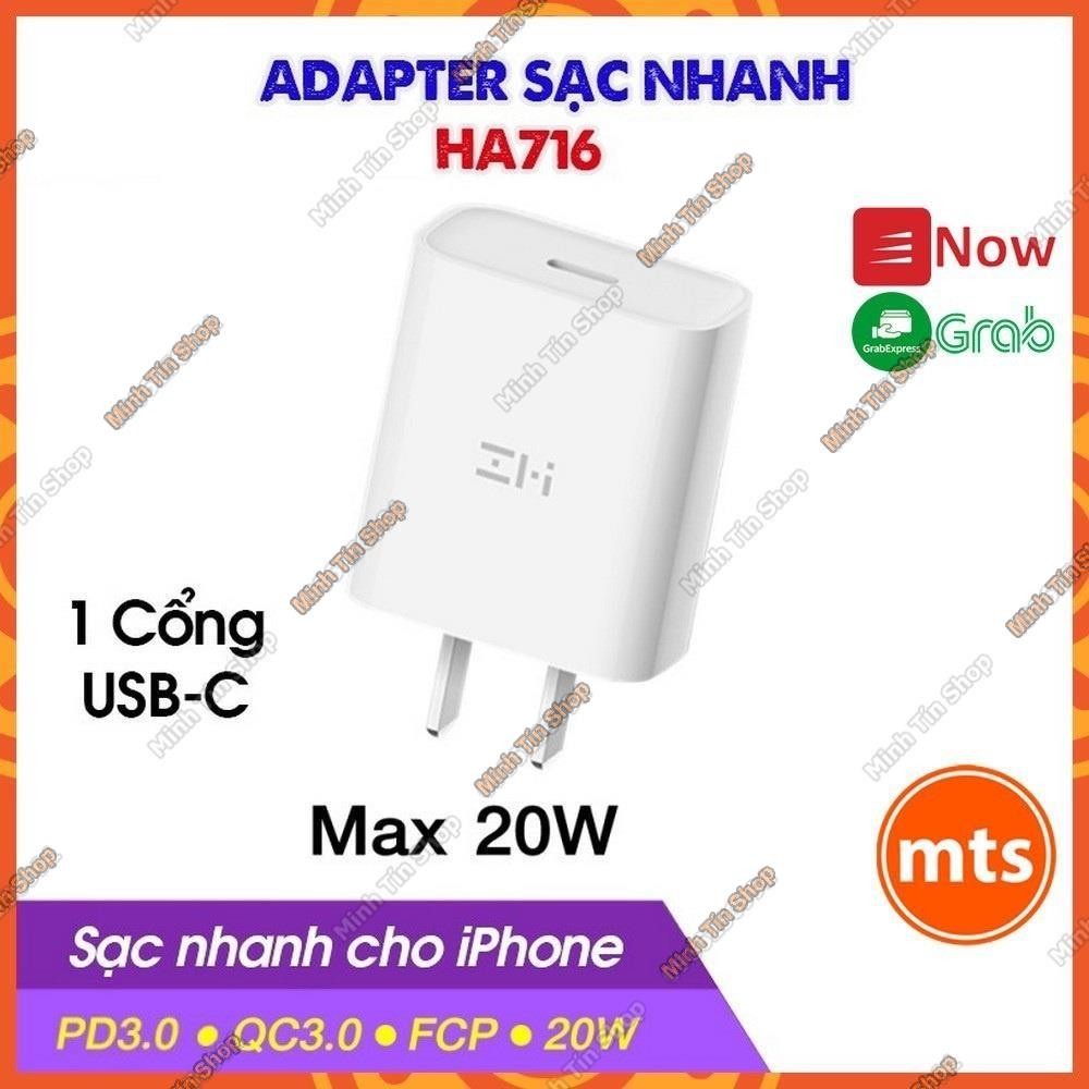 Củ sạc nhanh ZMI HA716 PD 20W Cổng USB-C cao cấp chính hãng - Minh Tín Shop