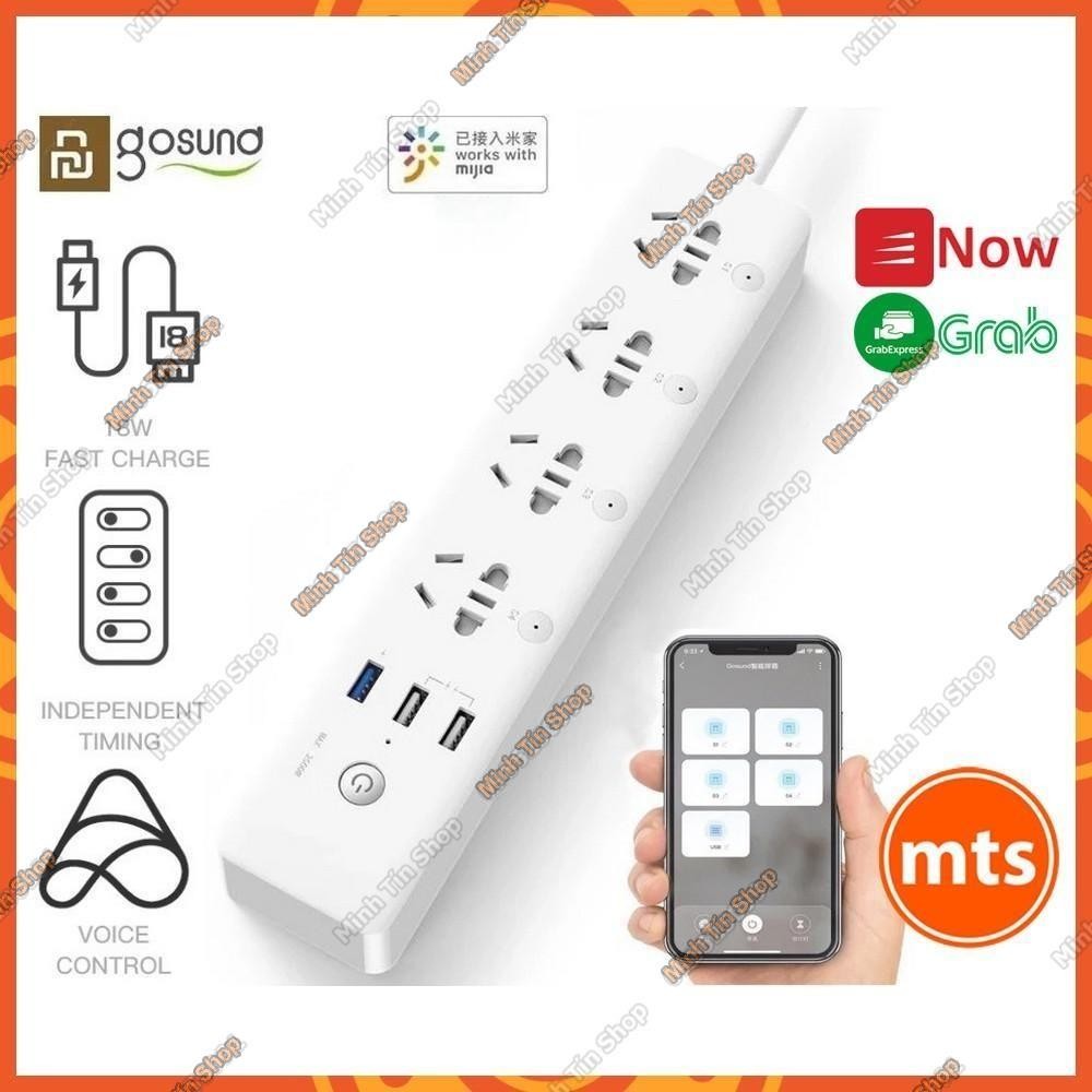 Ổ cắm thông minh wifi GOSUND CP5, điều khiển từ xa từng ổ qua Mi Home, cổng USB sạc nhanh 18W QC3.0 