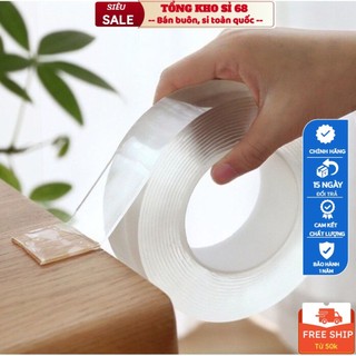 Băng Dính 2 Mặt Nano Trong Suốt Siêu Dính Mọi Bề Mặt , Cuộn băng keo dính 2 mặt siêu chắc trong suốt đa năng