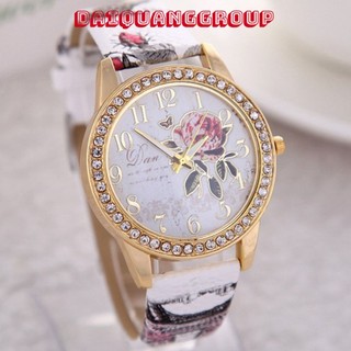 Đồng hồ nữ Dan đính đá dây da khóa cài phong cách Hàn Quốc_DHO003