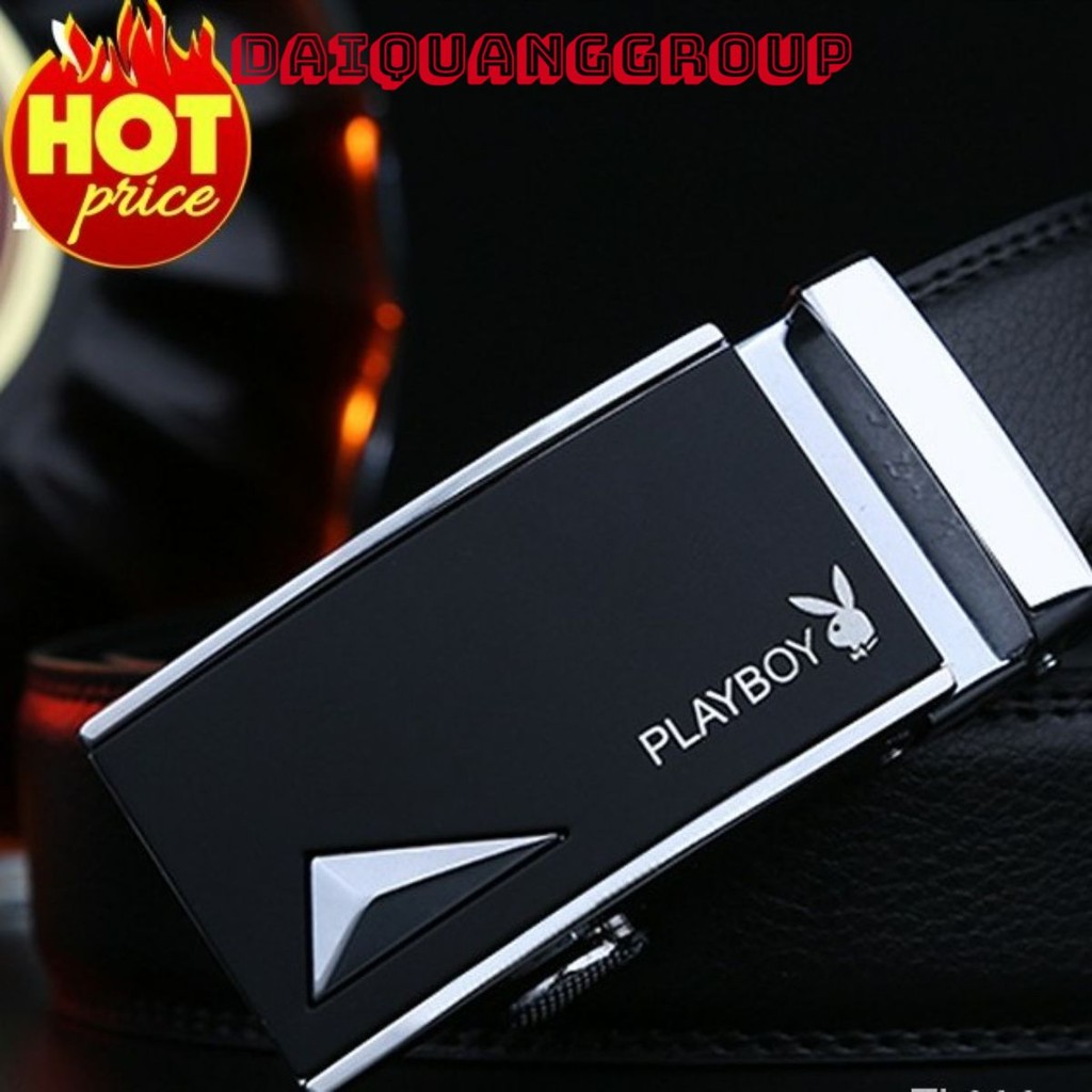 Thắt Lưng Da Nam Khóa Tự Động Cao Cấp. Dây Nịt Nam Da Bò 100% Chính Hãng PLAYBOY Mạ Vàng Bạc Nam Tín