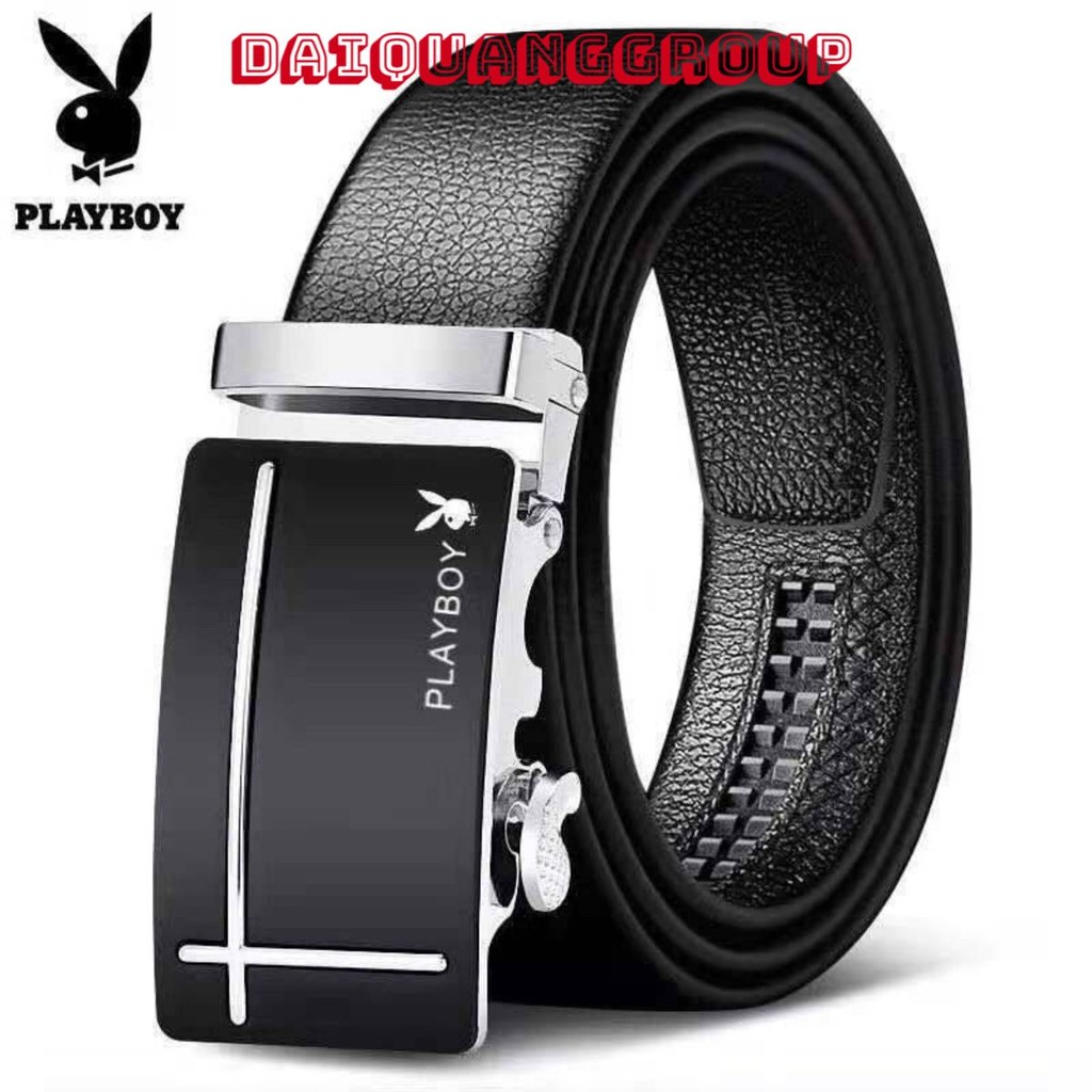 Thắt Lưng Da Nam PLAYBOY Hàng Hiệu Cao Cấp Dây Da Bò Xịn 100% Mạ Bạc Nam Tính Chính Hãng GC305