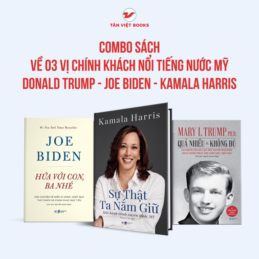 Combo 3 cuốn sách: 03 vị chính khách nổi tiếng nước Mỹ (Donald Trump + Joe Biden + Kamala Harris) - 