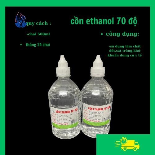 Cồn Y Tế - Cồn 70 Độ 500 ml Ethanol Sát Khuẩn Rửa Tay, Chai 500 ml