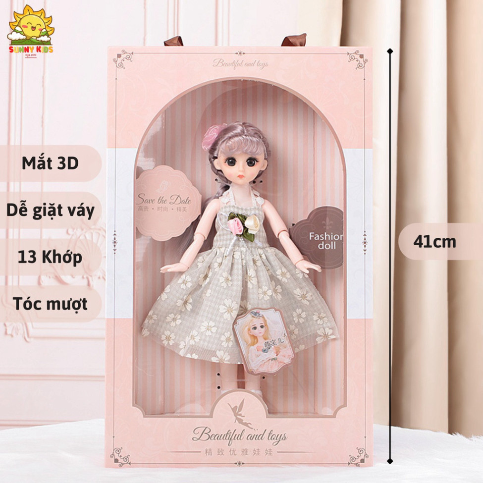  Hộp Quà Tặng Búp Bê Cho Bé Gái Dài 41cm Mắt 3D Tóc Mượt Váy Dễ Giặt Hộp Quà Búp Bê Đẹp Có Quai Xách - Sunny Kids 