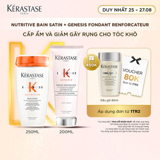 Bộ gội xả cấp ẩm và giảm gãy rụng cho tóc khô (Nutritive Bain Satin 250ml + Genesis Fondant Renforcateur 200ml)
