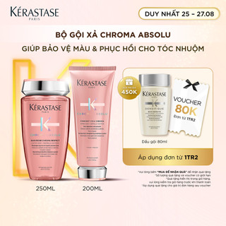 Bộ Dầu Gội & Xả giúp bảo vệ màu, nuôi dưỡng & phục hồi cho tóc nhuộm Kérastase Chroma Absolu (Bain 250ml +Fondant 200ml)