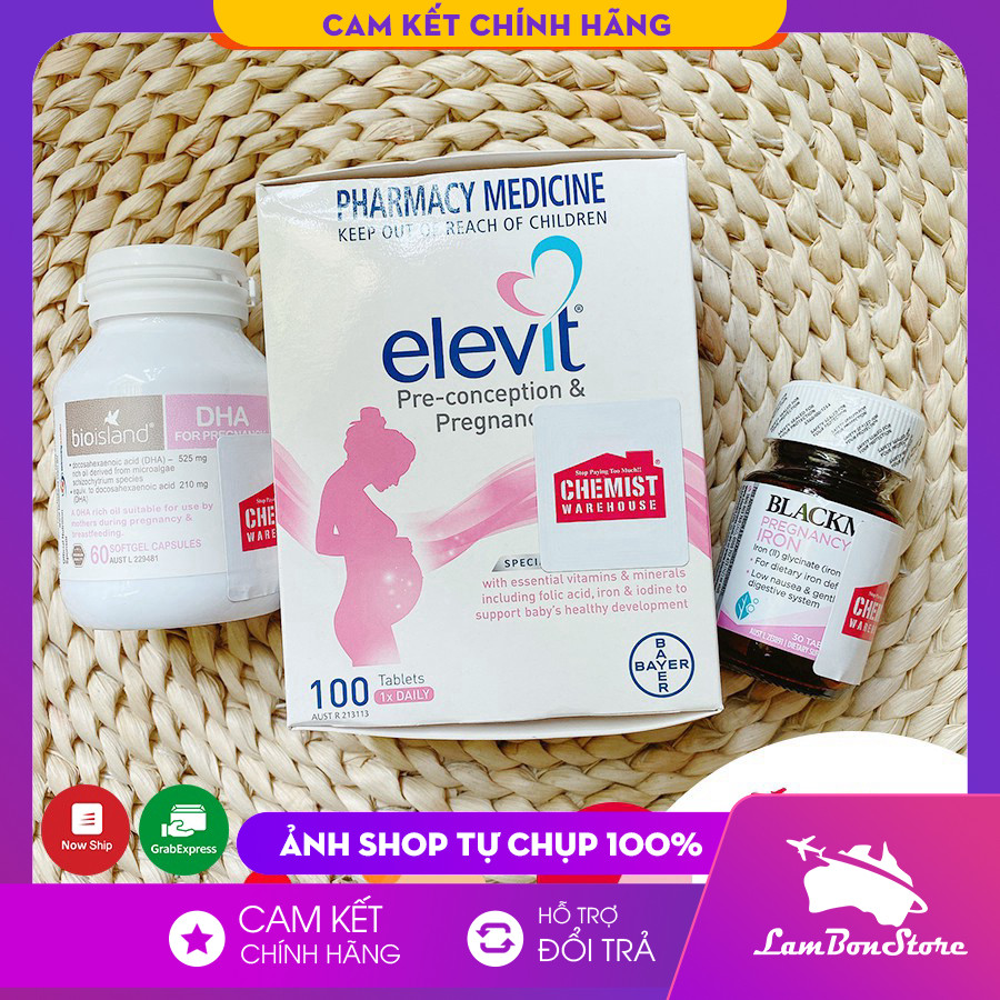  [Tem CHEMIST] COMBO BẦU ÚC - ELEVIT bầu, DHA bầu, SẮT bầu