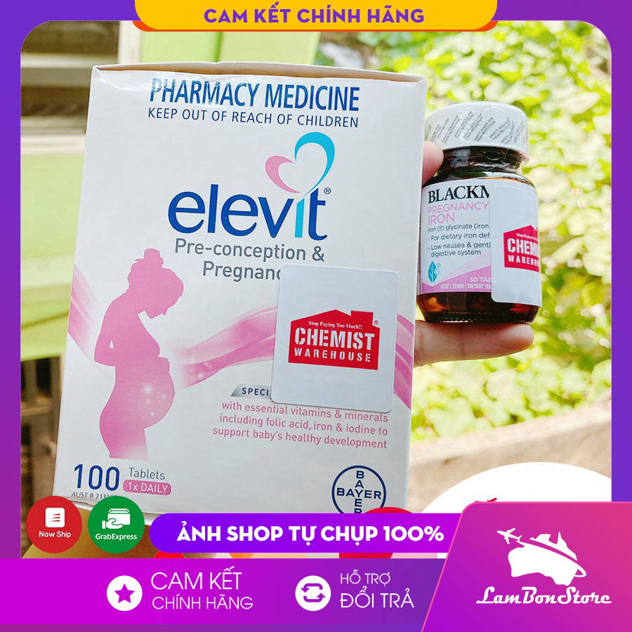 [Tem CHEMIST] COMBO BẦU ÚC - ELEVIT bầu, SẮT bầu