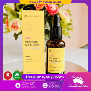 Vitamin D3 & K2 MK7 Anh Nutrivitality 30ml cho trẻ từ sơ sinh - Xuất xứ Anh