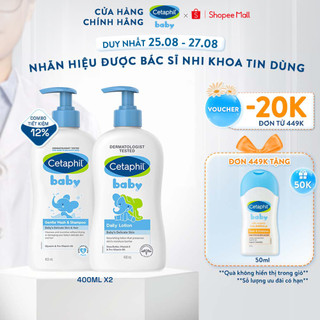 Combo Sữa tắm gội Cetaphil Baby Gentle Wash&Shampoo + Sữa dưỡng ẩm Cetaphil Baby Lotion 400ml/ chai