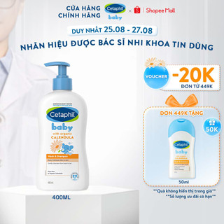 Sữa tắm gội dịu lành cho bé CETAPHIL BABY WASH & SHAMPOO WITH ORGANIC CALENDULA 400ML