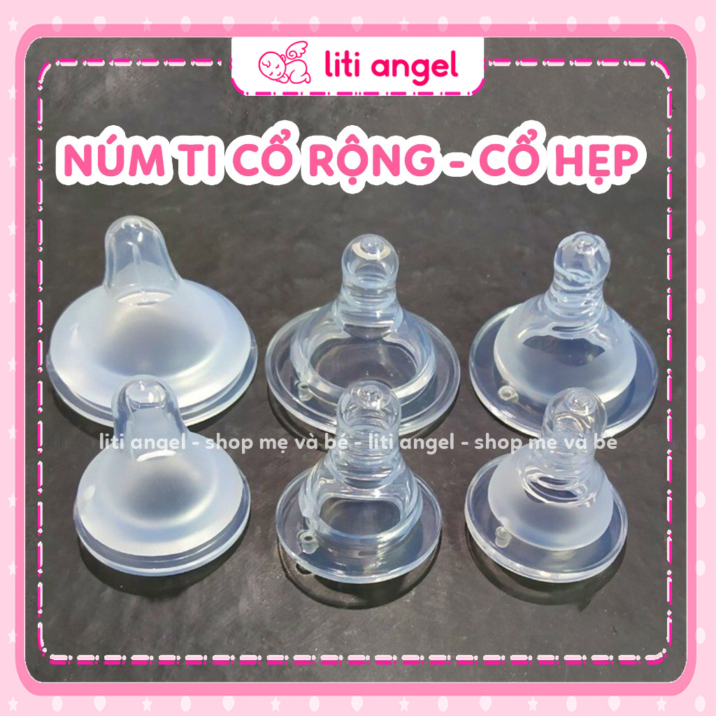 Núm ti Silicone Siêu Mềm Cổ Rộng và Cổ Hẹp thay thế cho Bình Sữa