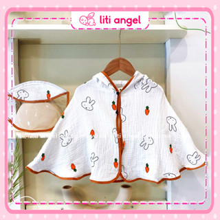 Áo Choàng Chống Nắng cho bé Vải Xô Muslin mềm mịn kèm mũ chắn giọt bắn