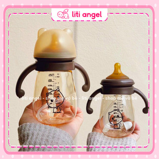  Bình sữa cổ rộng hình Mèo có van chống sặc 240ml 300ml cho bé 