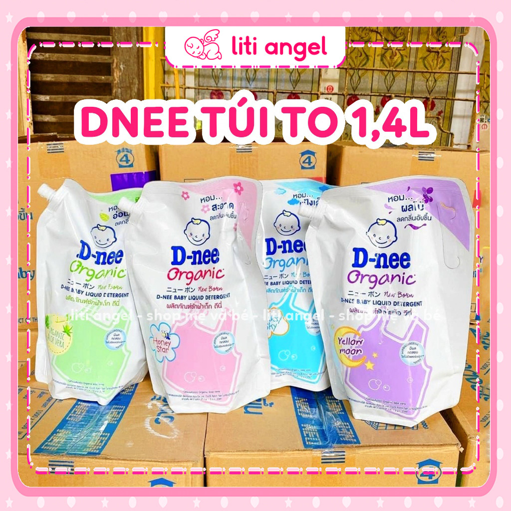 [Túi to 1,4L] Nước giặt xả quần áo Dnee Thái Lan 1400ml - Hương Thơm Bền Lâu - An Toàn Cho Trẻ Sơ Sinh