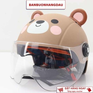 Nón Bảo Hiểm GẤU Có Kính Kèm Phụ kiện Tai gấu Cho Bé Mẫu Siêu Hót Dễ Thương Bảo Vệ An Toàn Cho Bé